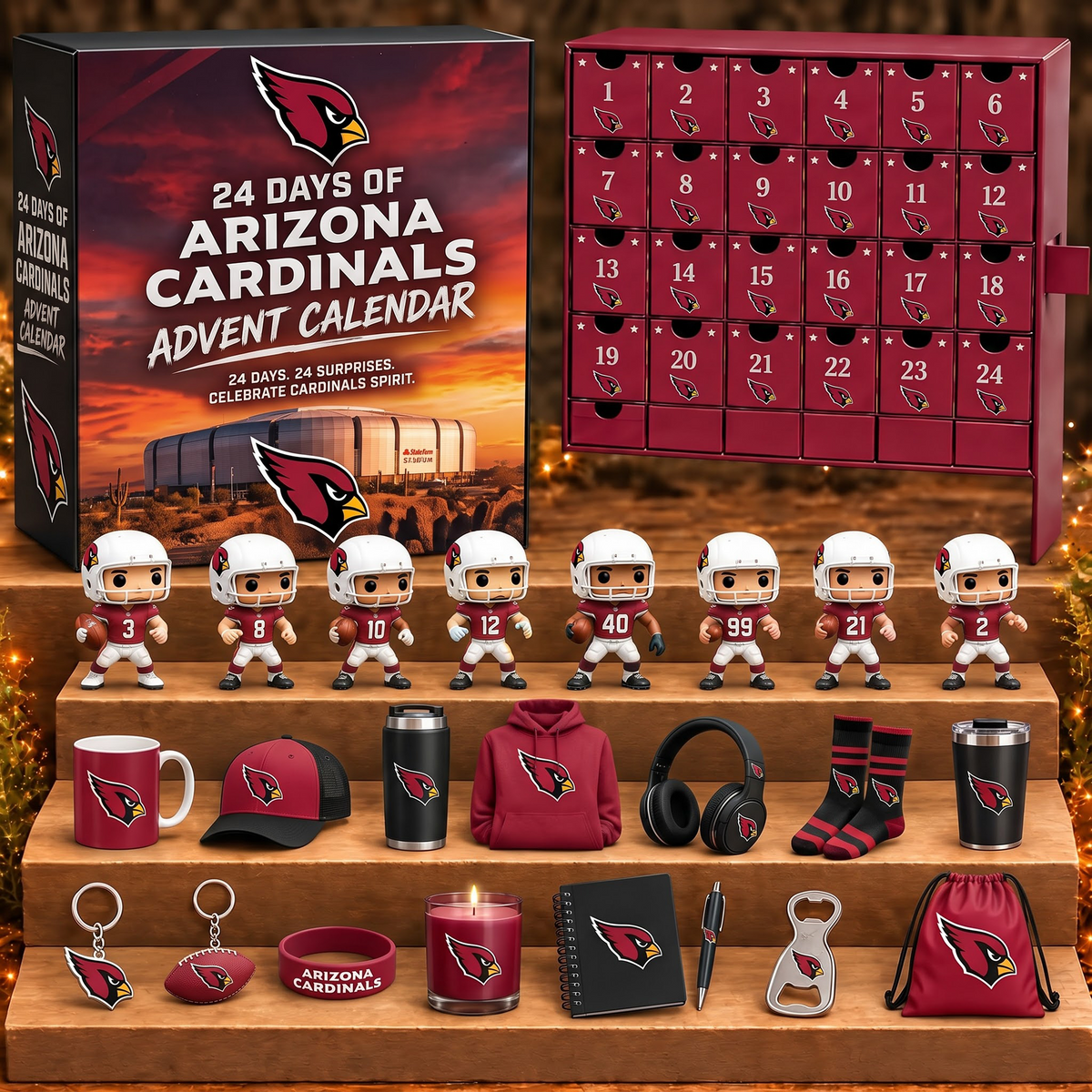 ARI X NFL Personalized 24 Days Of American Football Advent Calendar Blink Box