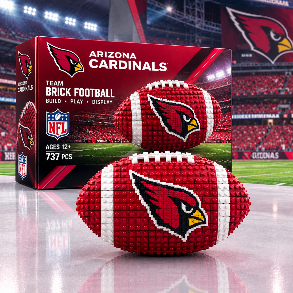 ARI X NFL Team Brick Football Building Set – 3D Bricks Collector Model