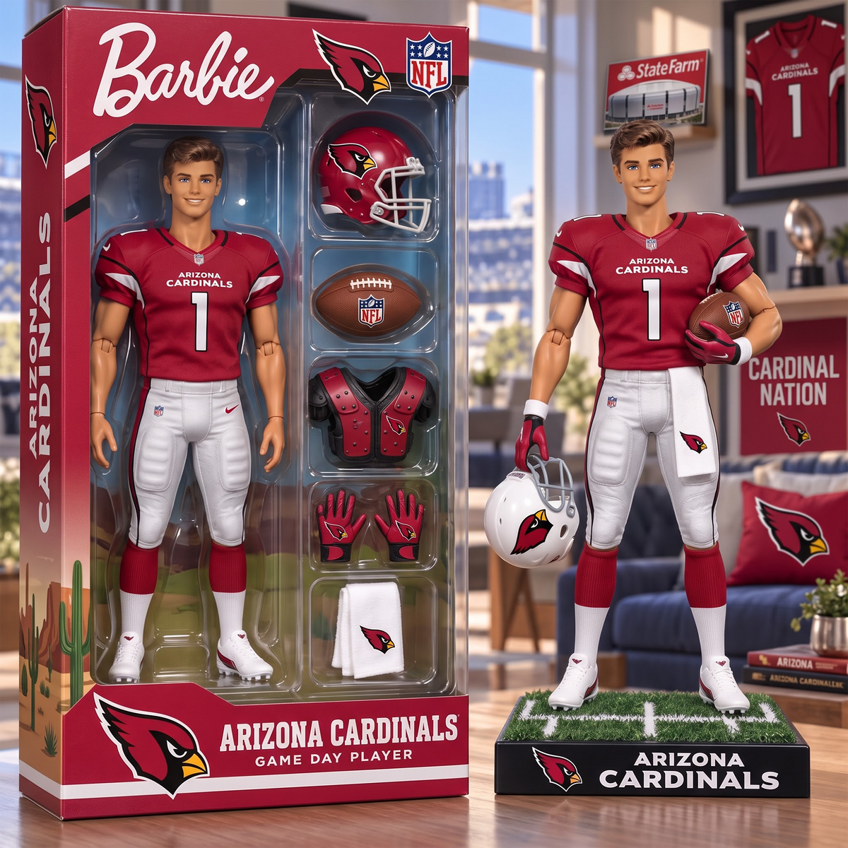 ARI X Personalized NFL Ken Doll Action Figure Box Set