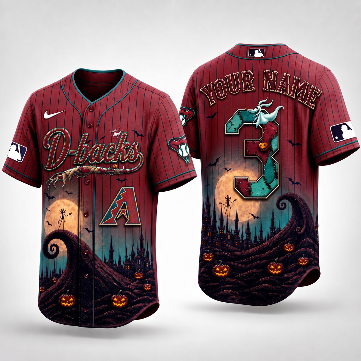 ARI X Premium MLB Haunted Moon Halloween Baseball Jersey