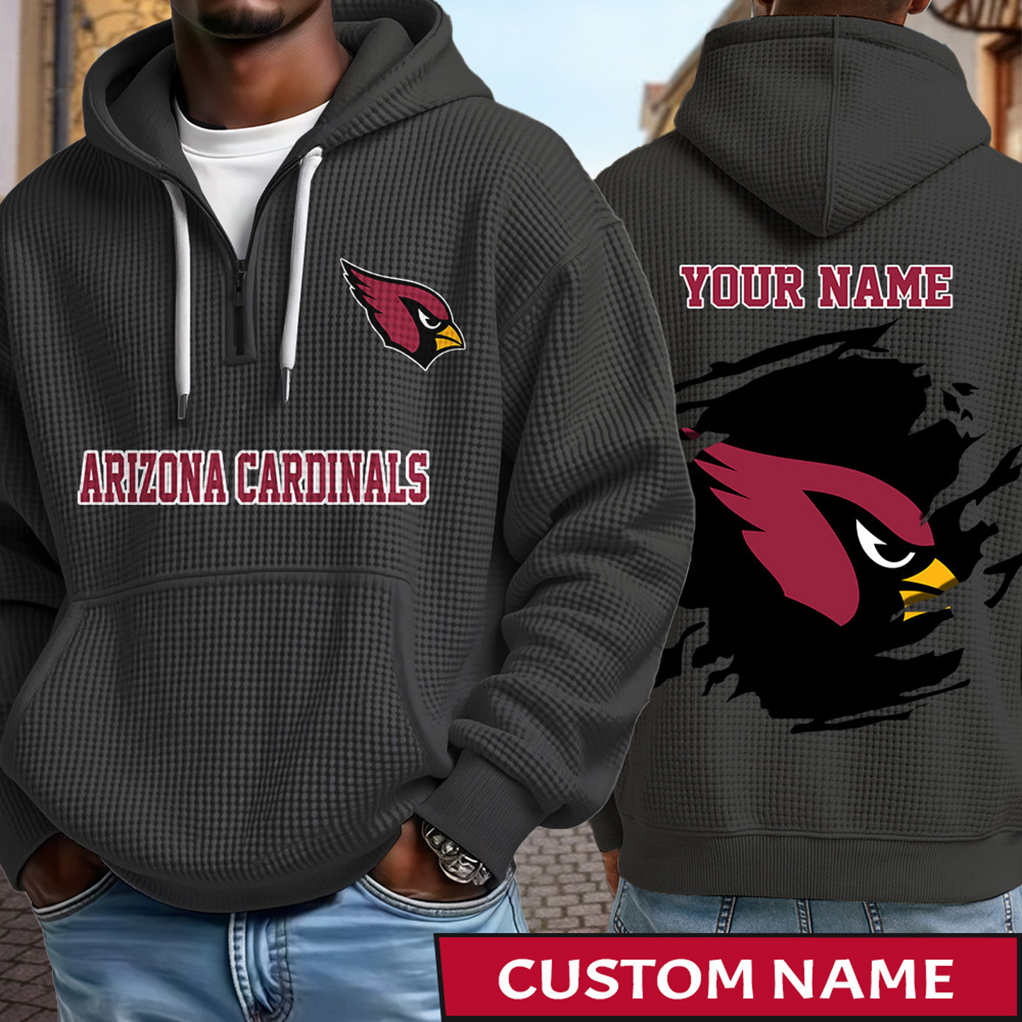 ARI x NFL Waffle Half Zip Hoodie DATND TANTD