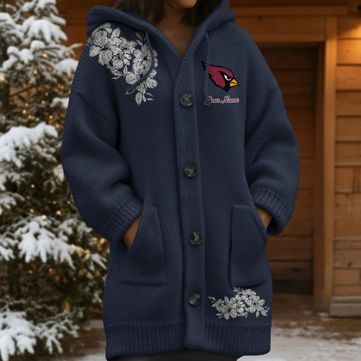 ARI x NFL Women's Casual Knitted Hooded Cardigan DATND TANTD 211125