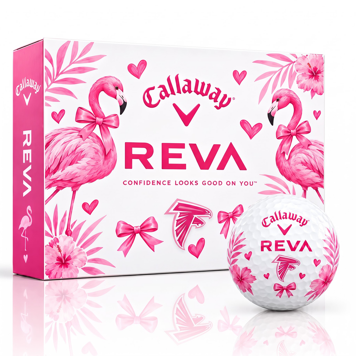 ATL X Callaway REVA NFL Tropical Pink Bow Golf Ball Set for Her