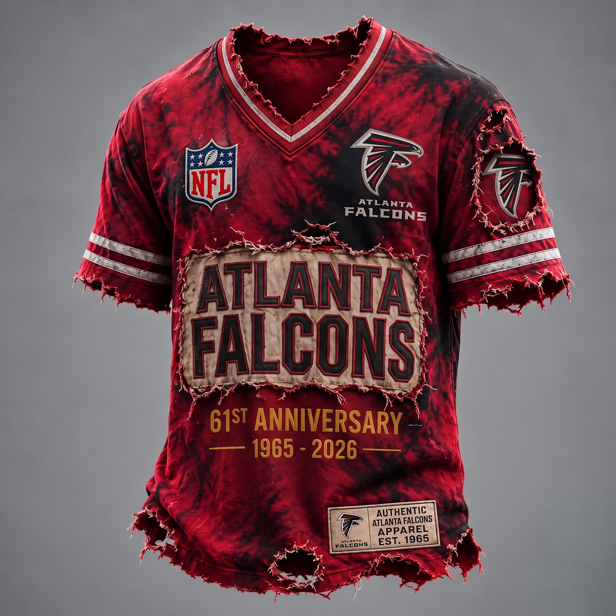 ATL X Custom Football Fan Distressed V-Neck Shirt