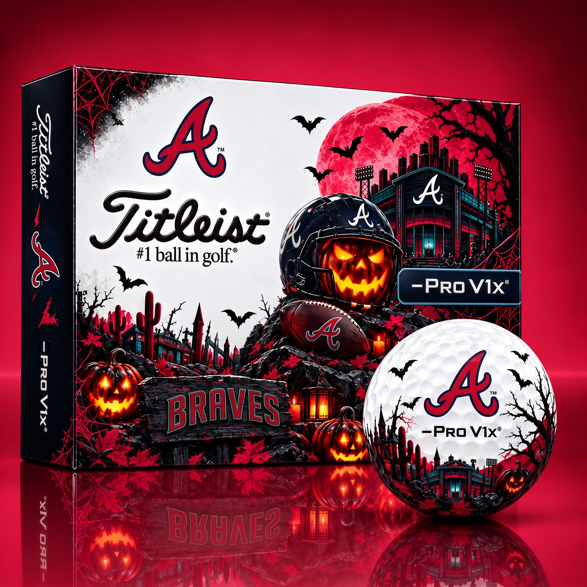 ATL X MLB Spooky Halloween Golf Balls - Titleist Pro V1 Set