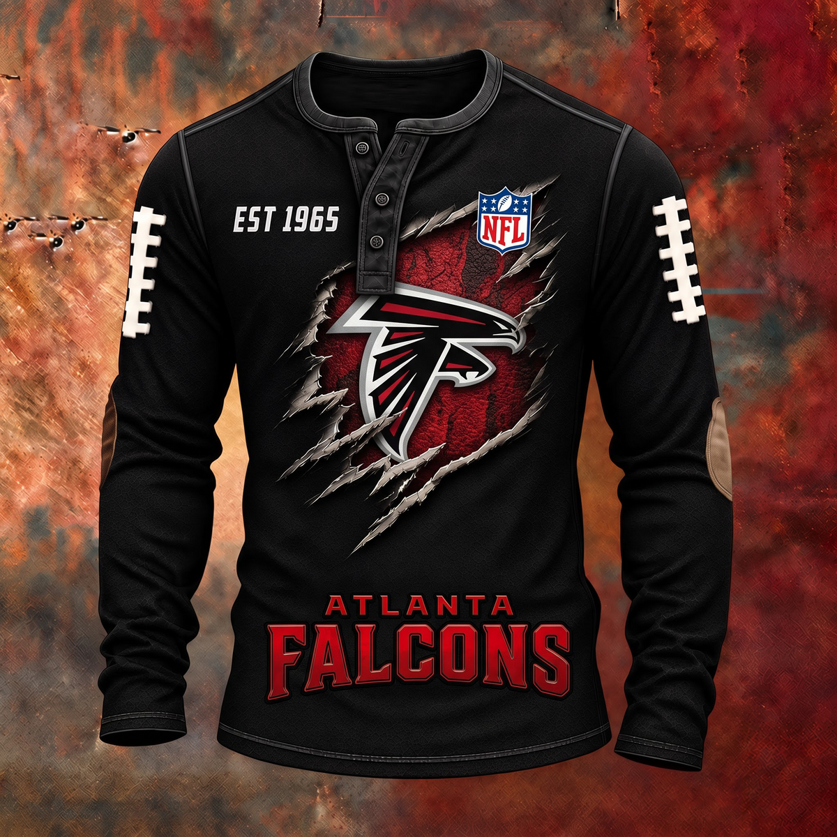 ATL X PREMIUM NFL Distressed Long Sleeve Jersey 1709 V2