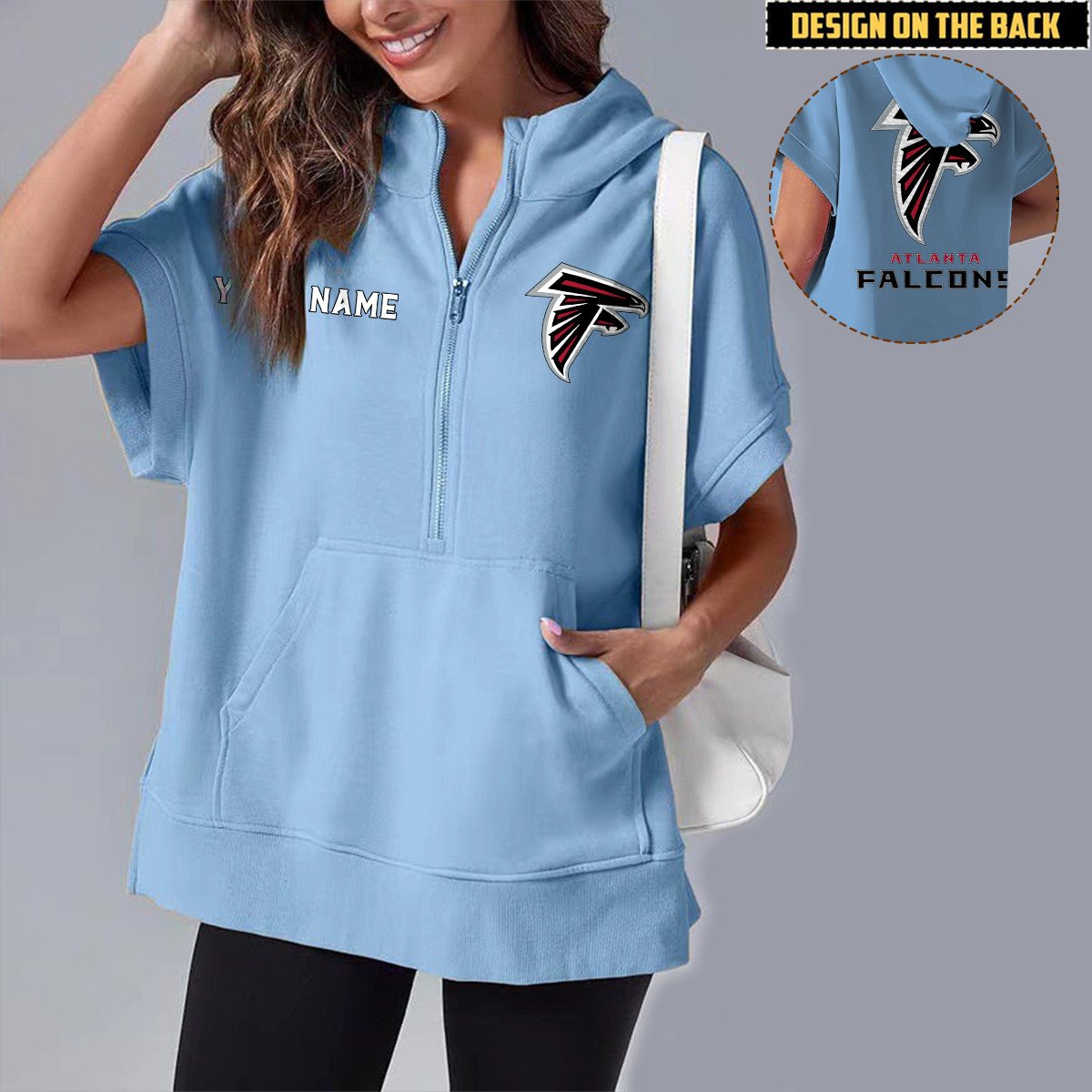ATL x NFL Short Sleeve Zip Hoodie DATND TANTD
