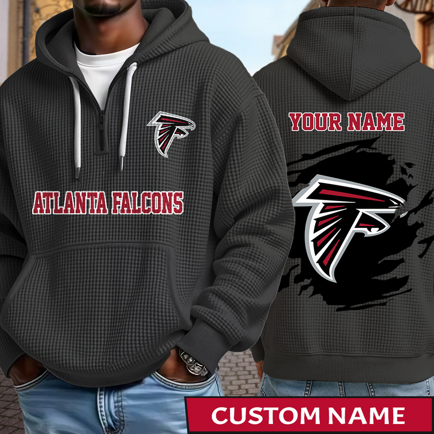 ATL x NFL Waffle Half Zip Hoodie DATND TANTD