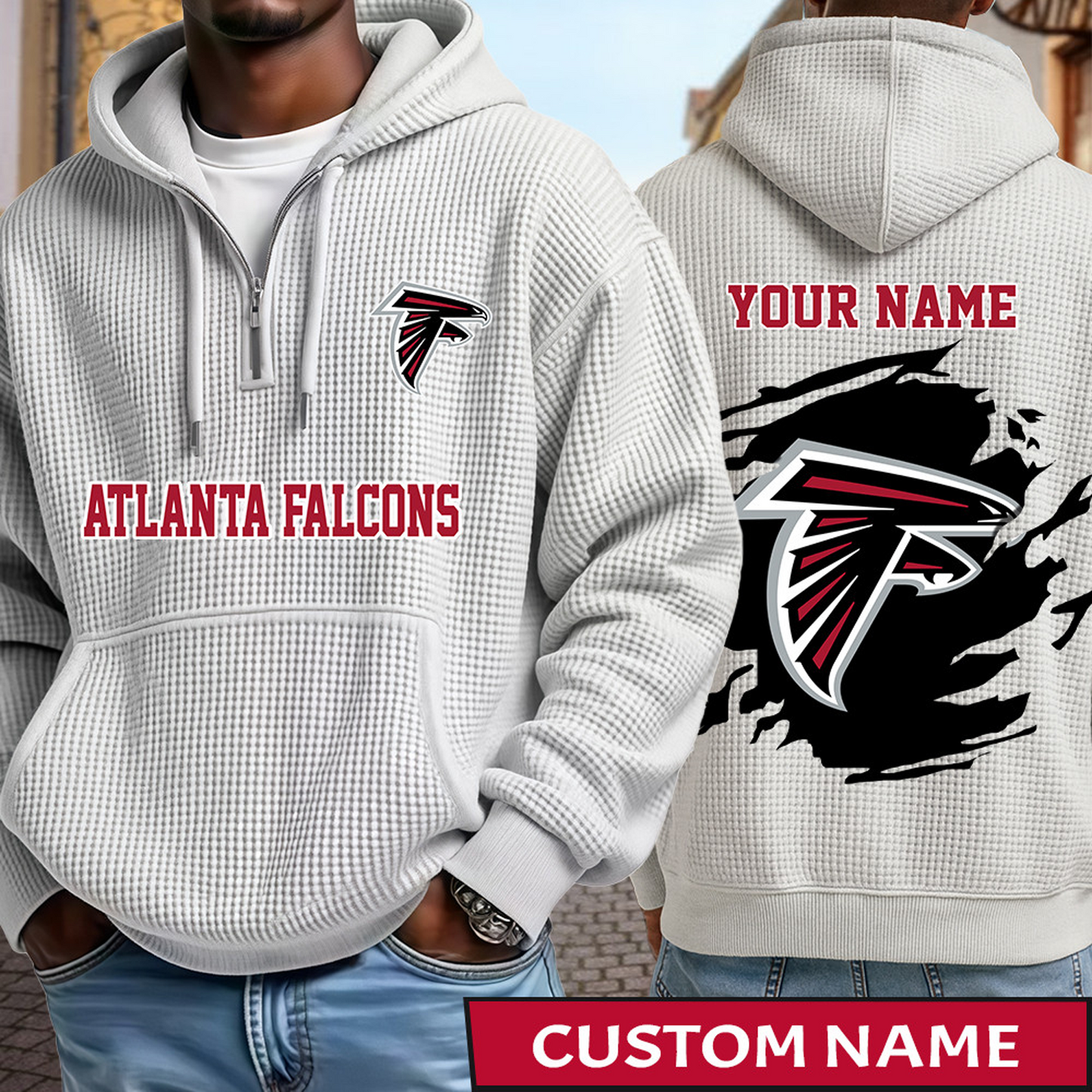 ATL x NFL Waffle Half Zip Hoodie DATND TANTD