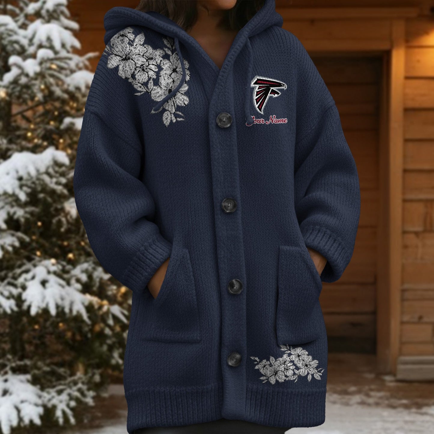 ATL x NFL Women's Casual Knitted Hooded Cardigan DATND TANTD 211125