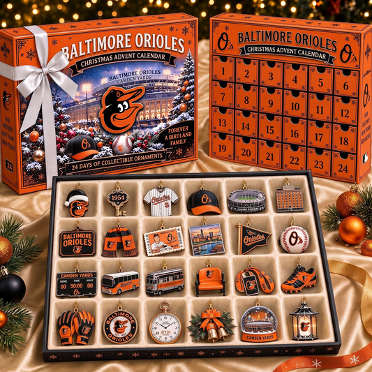 BAL X MLB Team Christmas Advent Calendar Box - 24 Days Countdown Tree Ornaments Gift Set