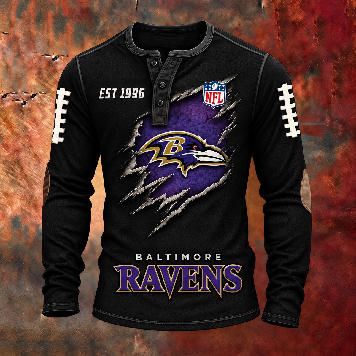 BAL X PREMIUM NFL Distressed Long Sleeve Jersey 1709 V2