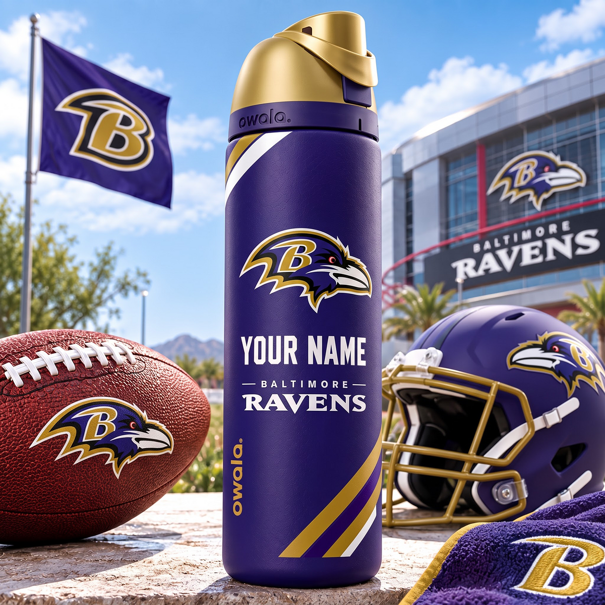 BAL X Premium NFL Owala Water Bottle