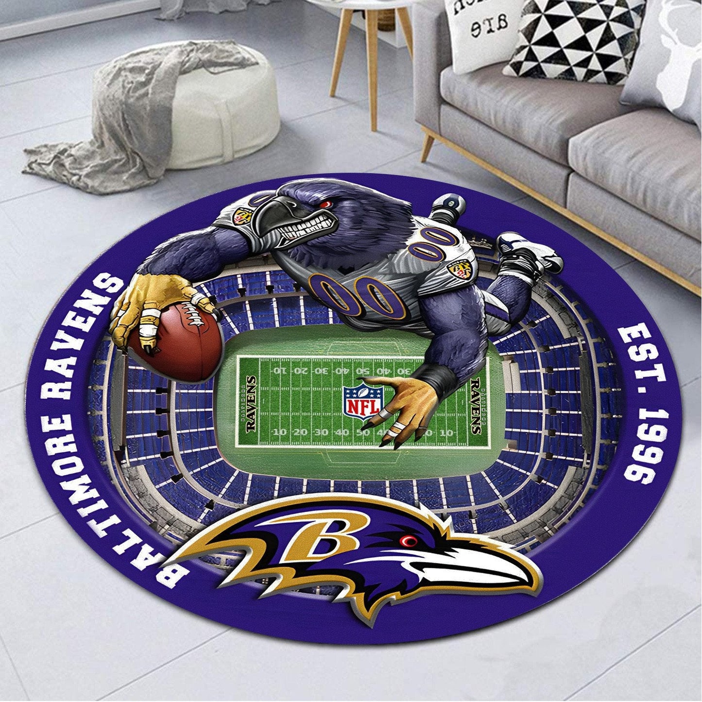 BAL x NFL Luxury 3D Round Rug DatND DVT