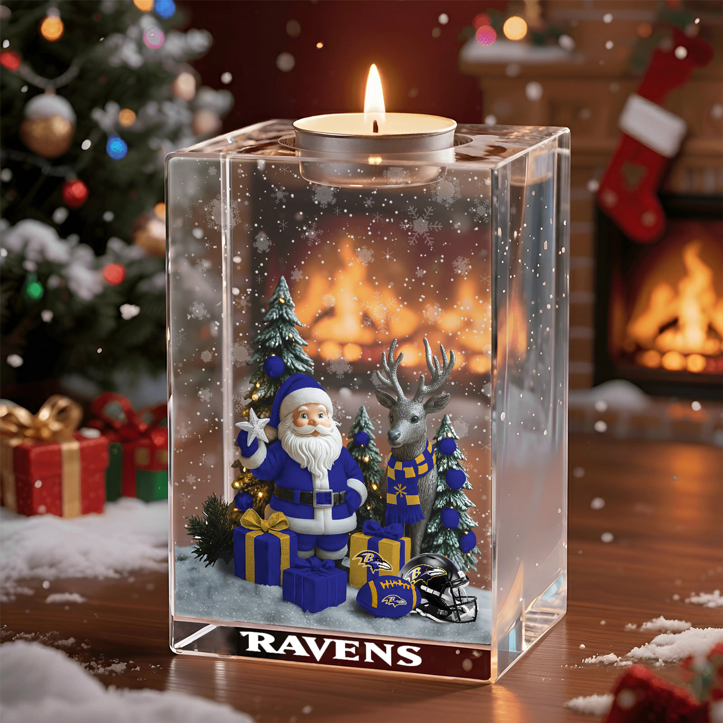 BAL x NFL Personalized Christmas Crystal Candle Holder 2211 DatND DVT