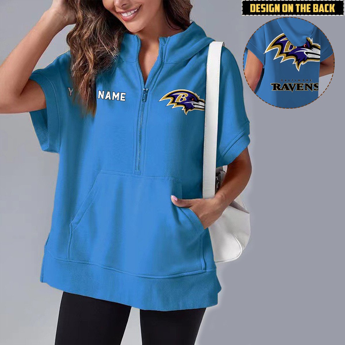 BAL x NFL Short Sleeve Zip Hoodie DATND TANTD