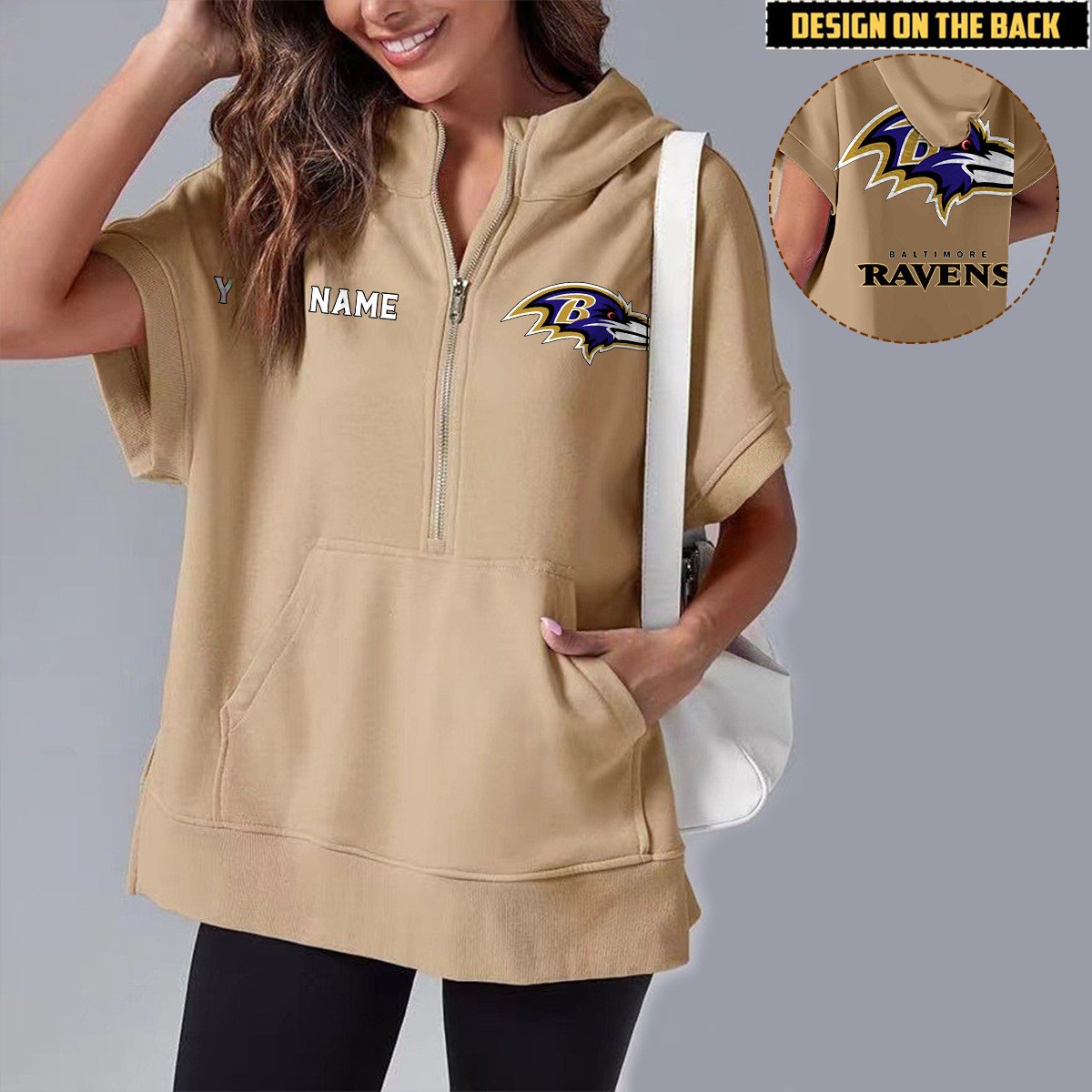 BAL x NFL Short Sleeve Zip Hoodie DATND TANTD