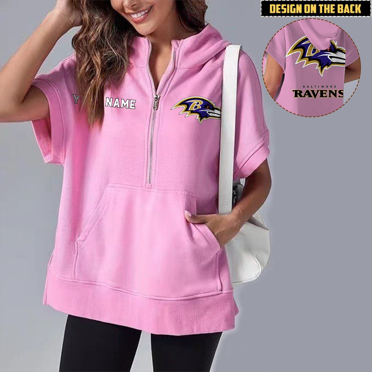 BAL x NFL Short Sleeve Zip Hoodie DATND TANTD