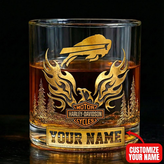 BB Premium NFL Motorcycle Personalized Whiskey Glass DDT NTL
