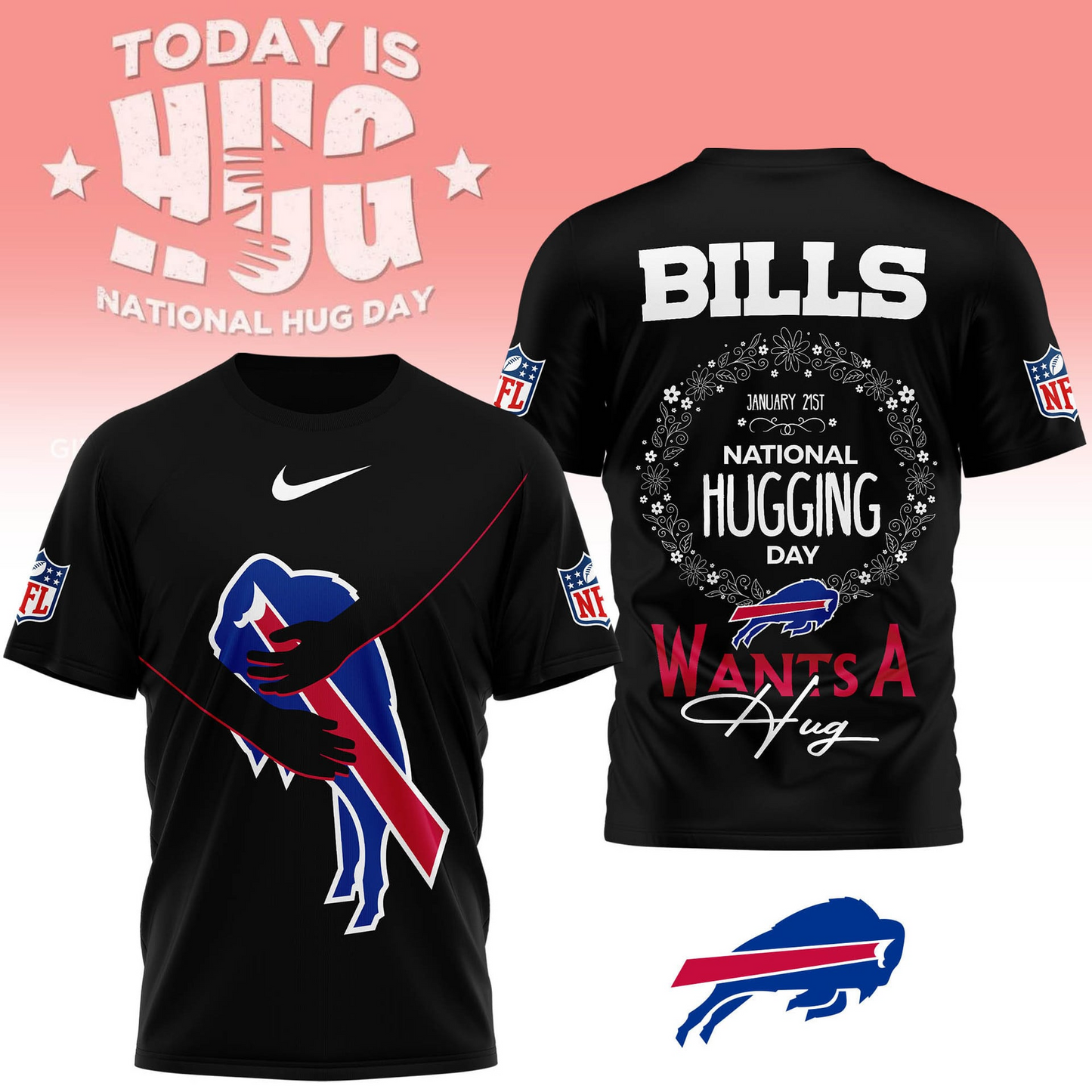 BB Premium NFL National Hugging Day 3D Shirt DDT NTL