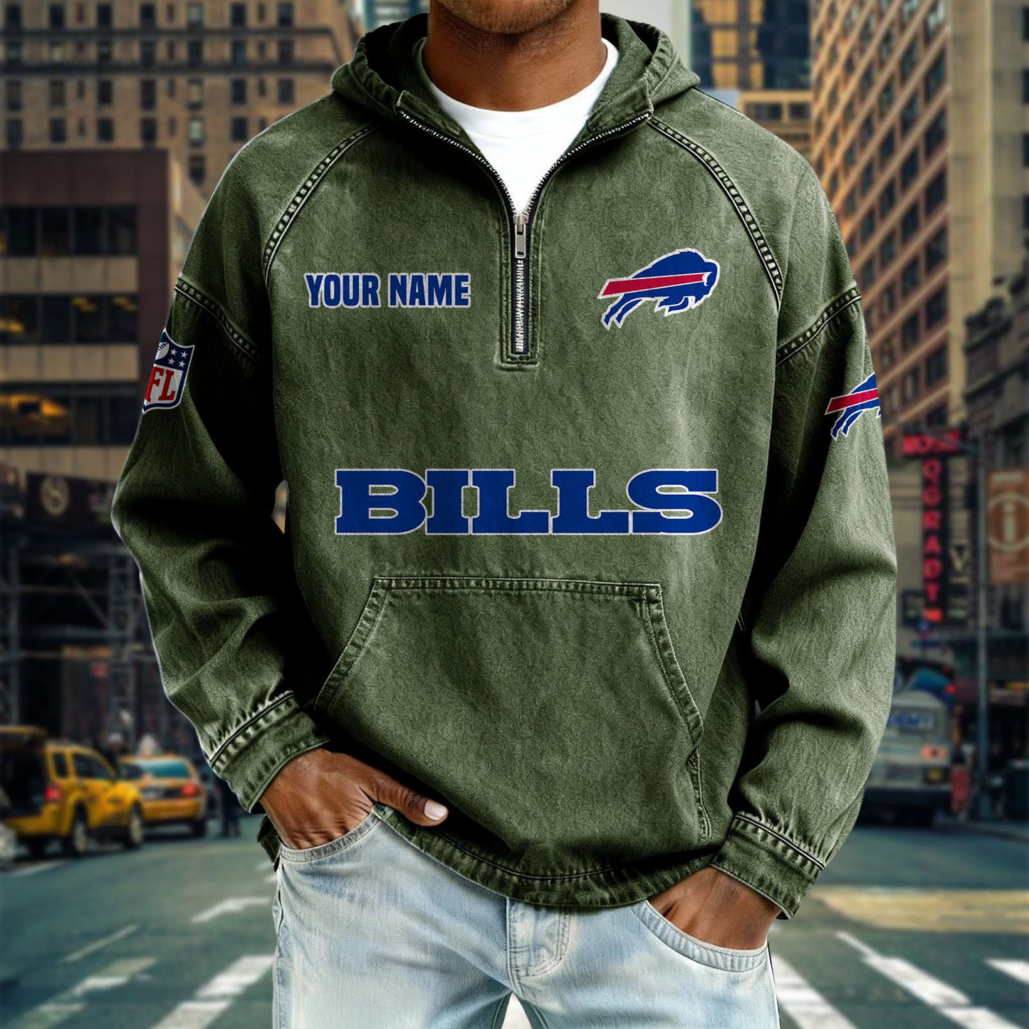 BB x NFL Denim Long - Sleeved Hooded Sweatshirt DDT NTL