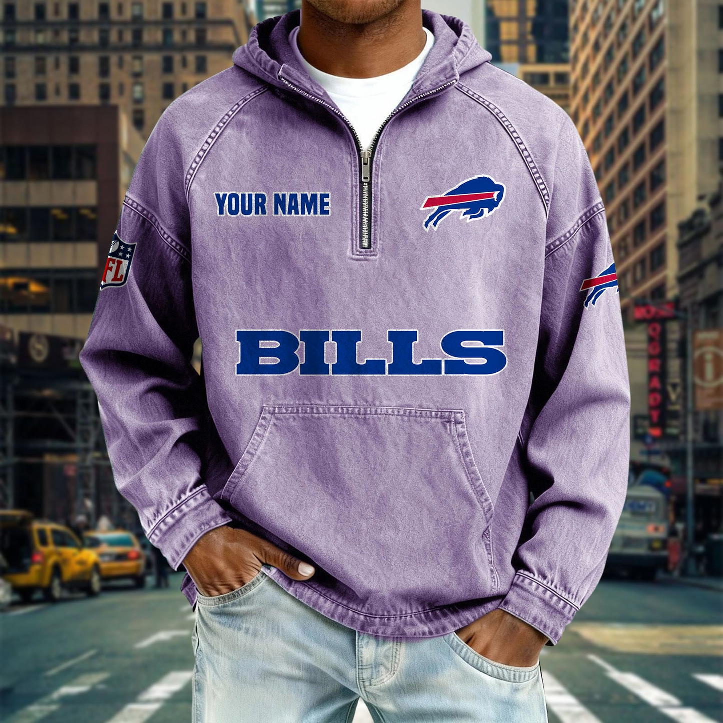 BB x NFL Denim Long - Sleeved Hooded Sweatshirt DDT NTL
