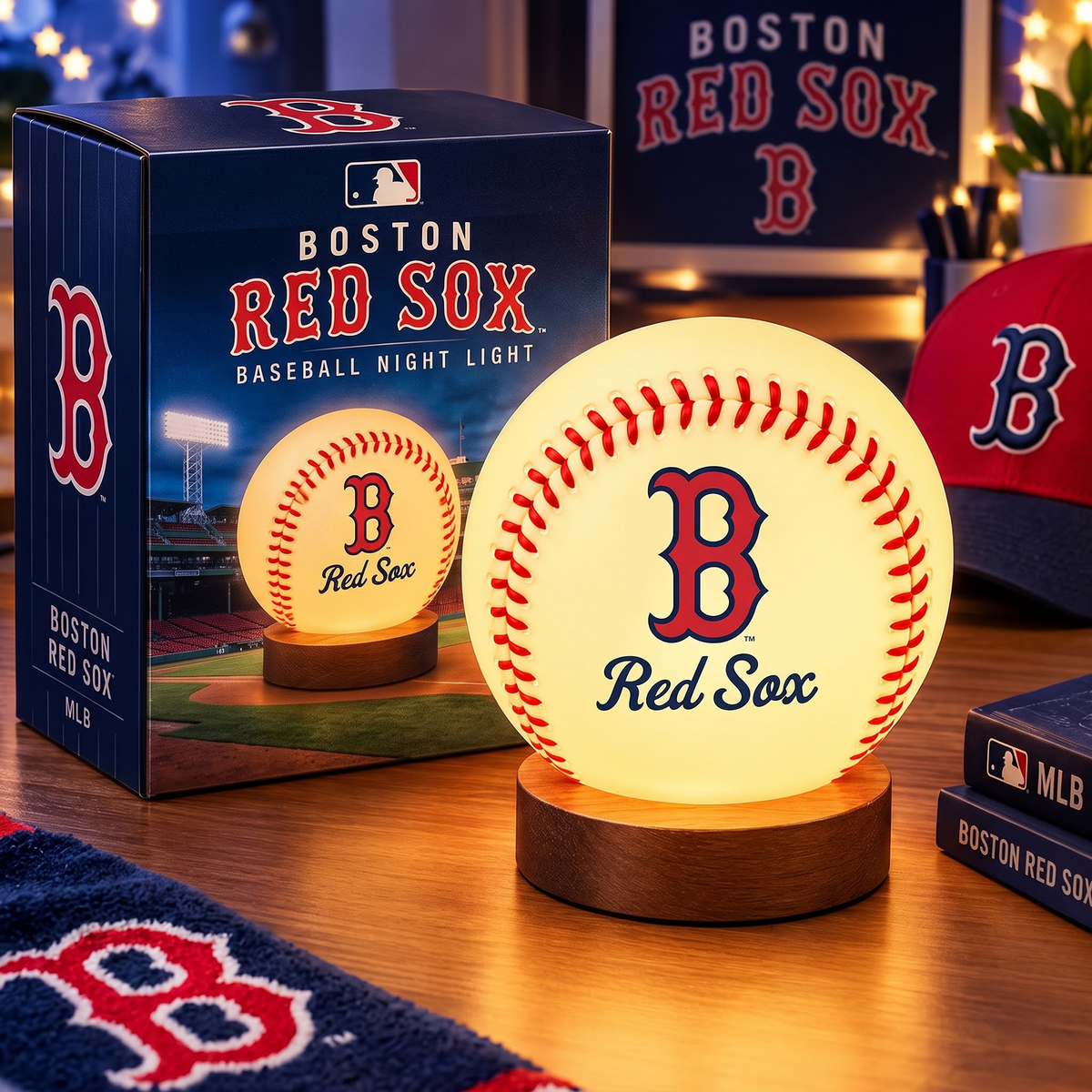BOS X MLB Baseball Night Light Lamp