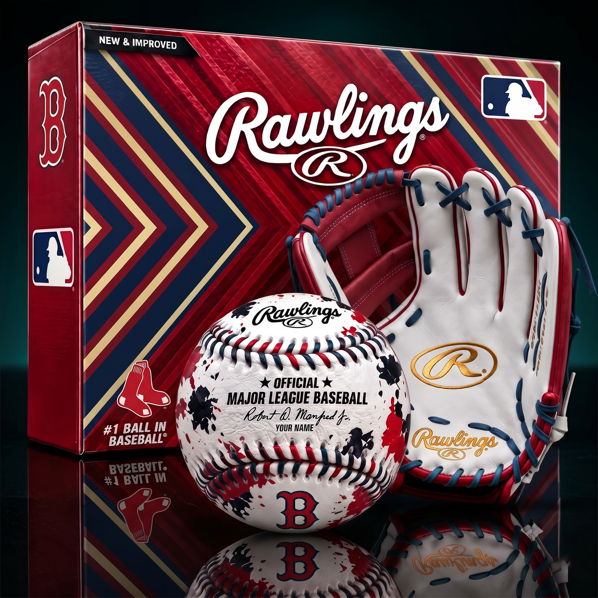 BOS X PREMIUM MLB Personalized Baseball – Custom Name Edition