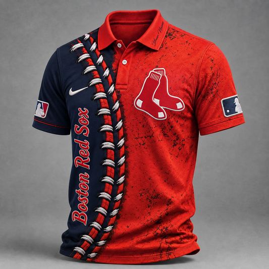 BOS X Premium MLB Baseball Stitch Polo Shirt