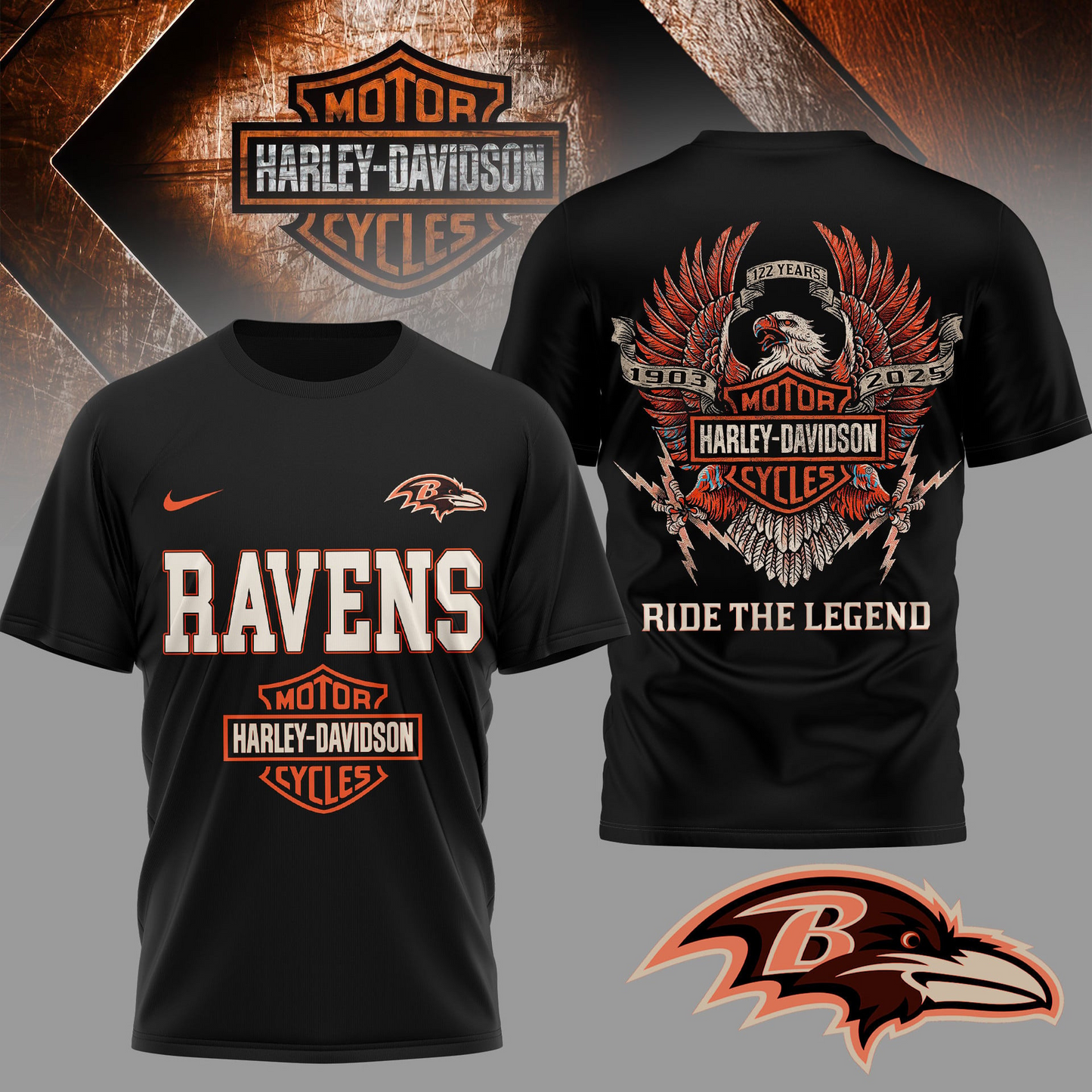 BR Premium NFL 122 Year Motorcycle 3D Shirt DDT NTL