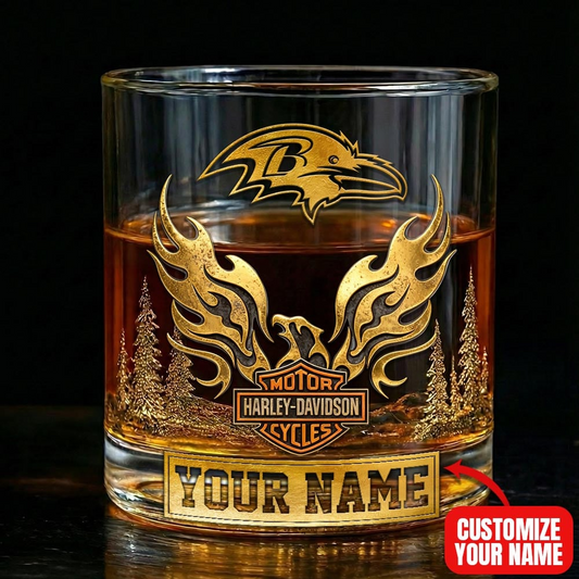 BR Premium NFL Motorcycle Personalized Whiskey Glass DDT NTL