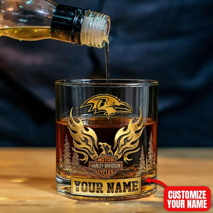 BR Premium NFL Motorcycle Personalized Whiskey Glass DDT NTL