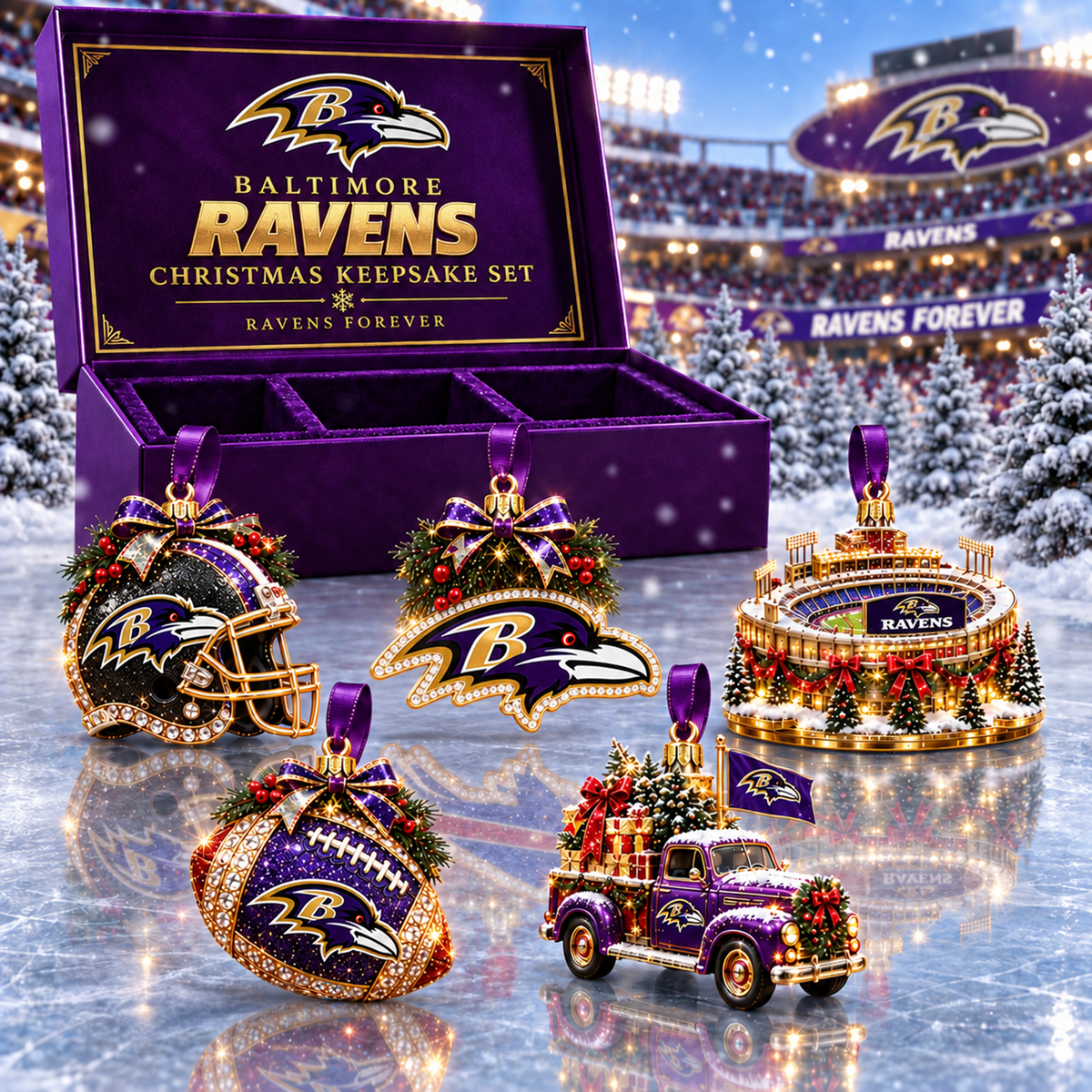 BR x NFL Christmas KICKOFF Personalized Set 5 Acrylic Ornament