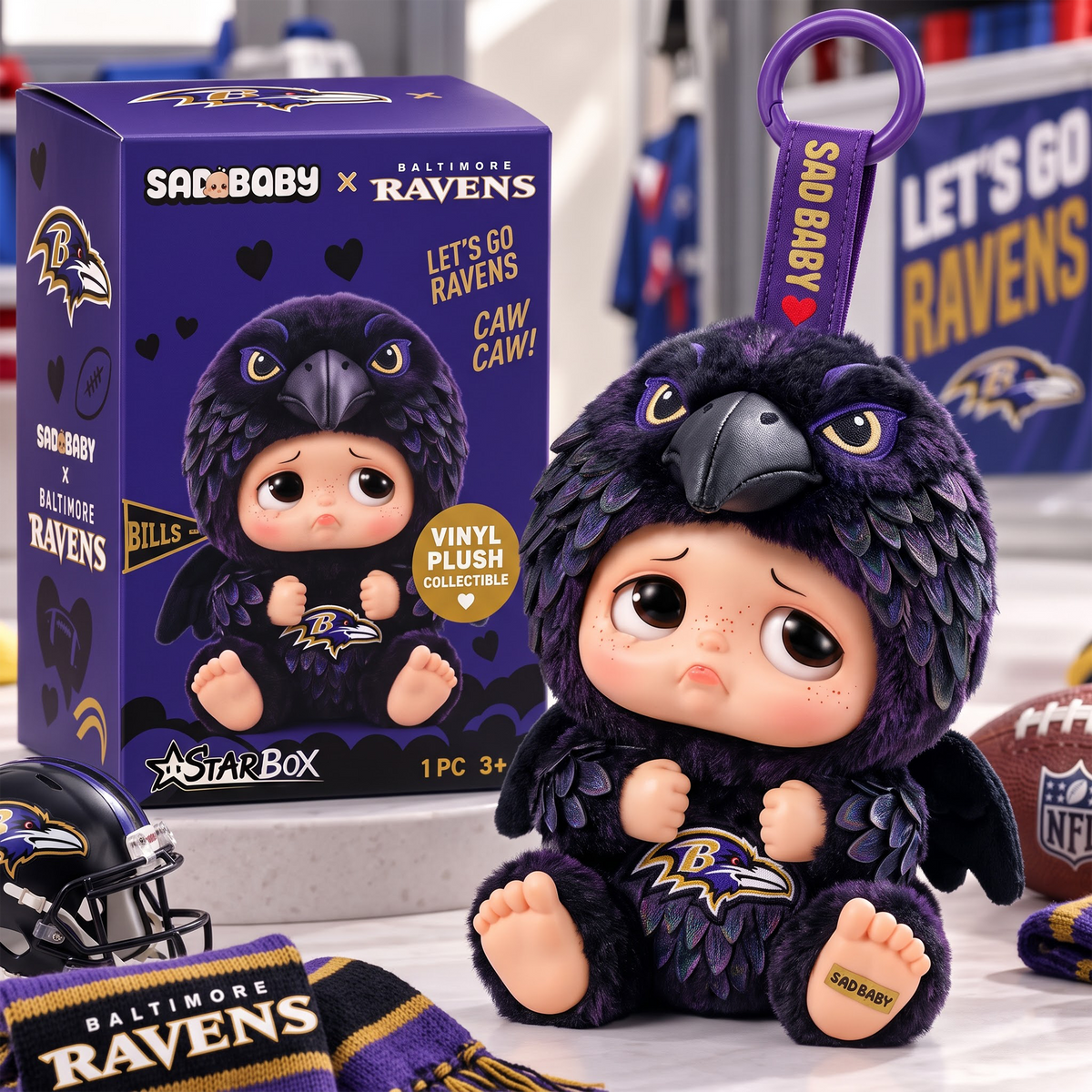BR x NFL Sad Baby Custom Vinyl Plush Keychain