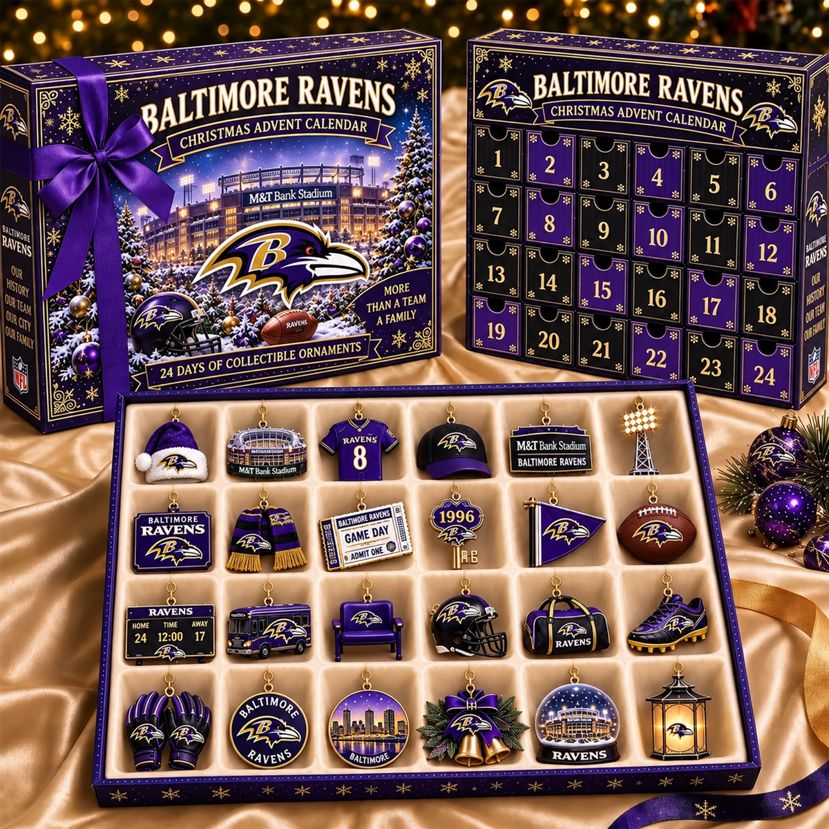 BR x NFL Team Christmas Advent Calendar Box - 24 Days Countdown Tree Ornaments Gift Set 2809 NAK TTT