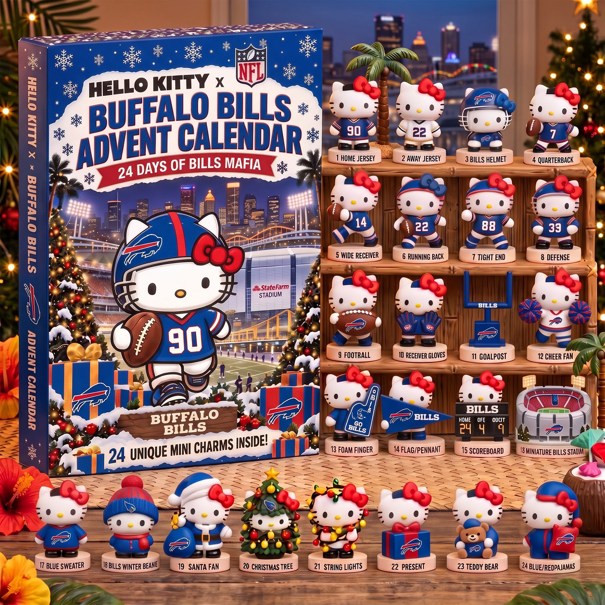 BUF X Hello Kitty x NFL Christmas Advent Calendar - 24 Days Mini Figure Gift Set