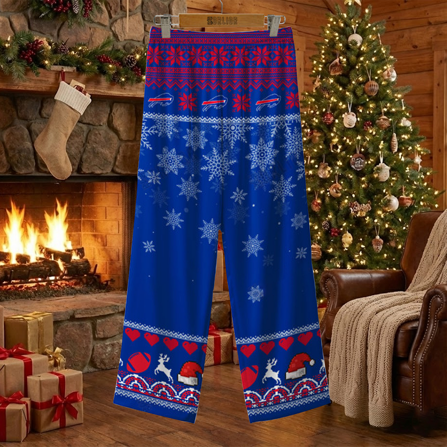 BUF X NFL Unique 3 Gnomes Art Design For The 2025 Holiday Season Satin Pajamas Set