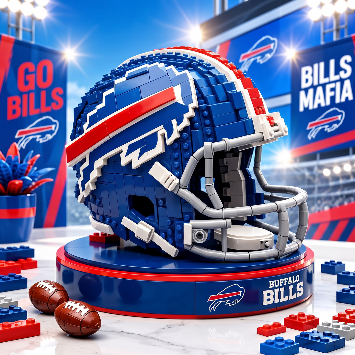 BUF X Premium NFL Football Helmet Building Block Set