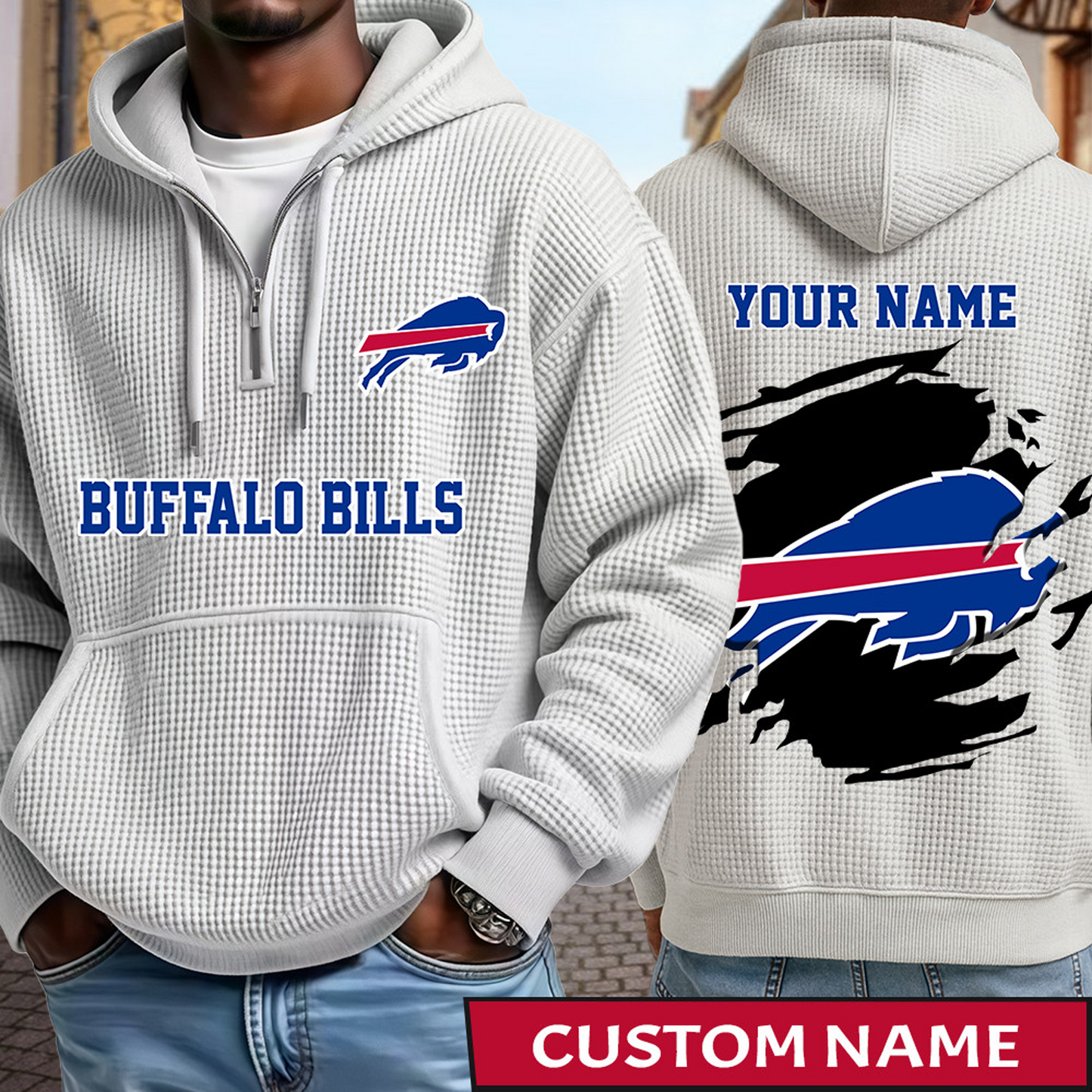 BUF x NFL Waffle Half Zip Hoodie DATND TANTD