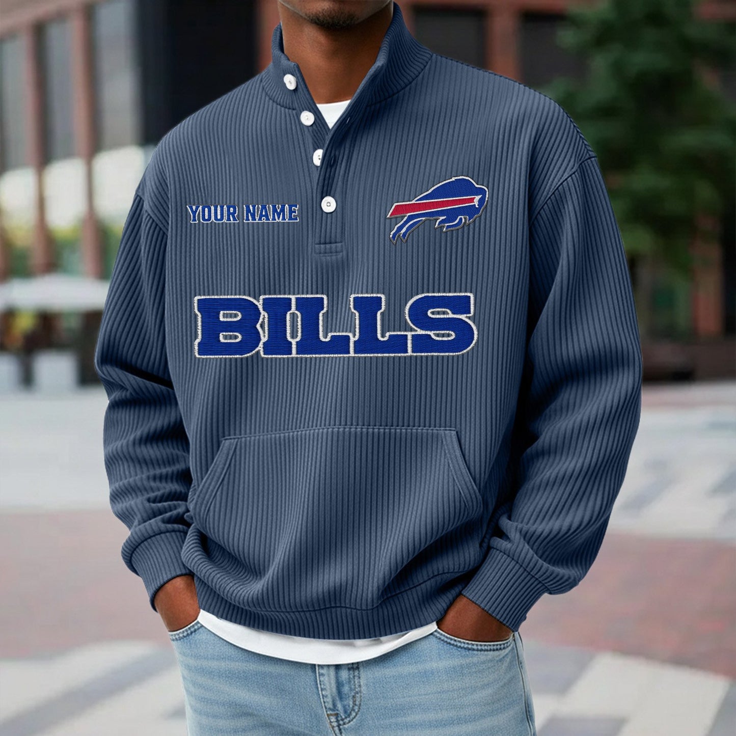 BUF x NFL Waffle High Neck Long Sleeved Sweatshirt DATND TANTD 221125