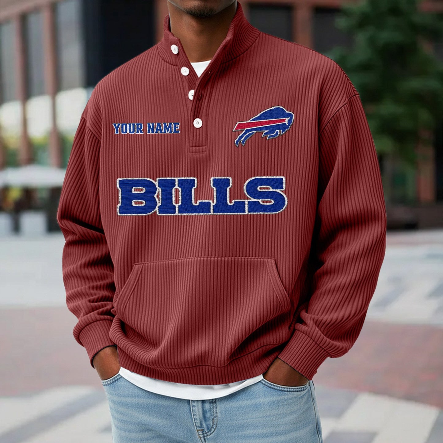 BUF x NFL Waffle High Neck Long Sleeved Sweatshirt DATND TANTD 221125