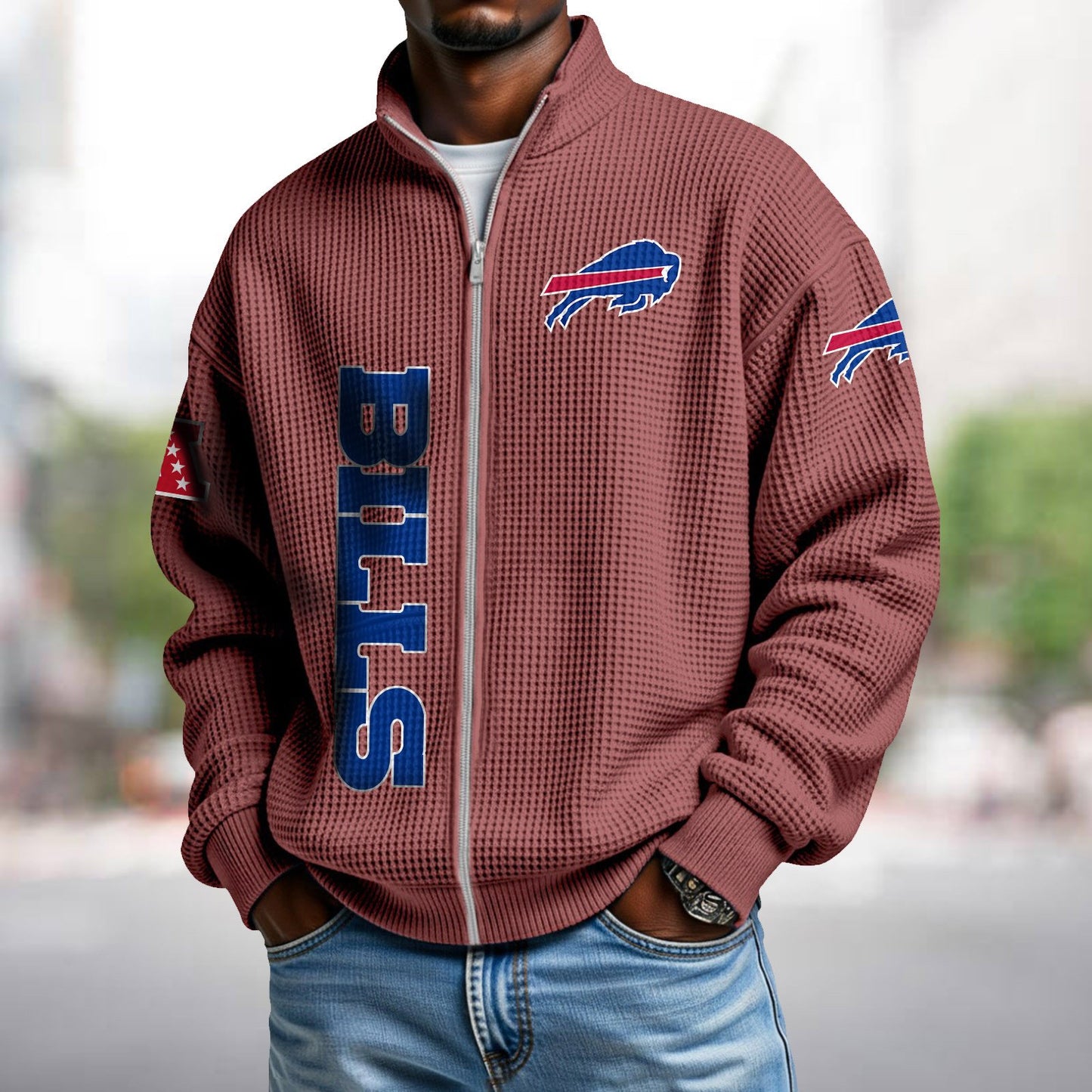 BUF x NFL Waffle Zip-Up Sweatshirt DATND TANTD