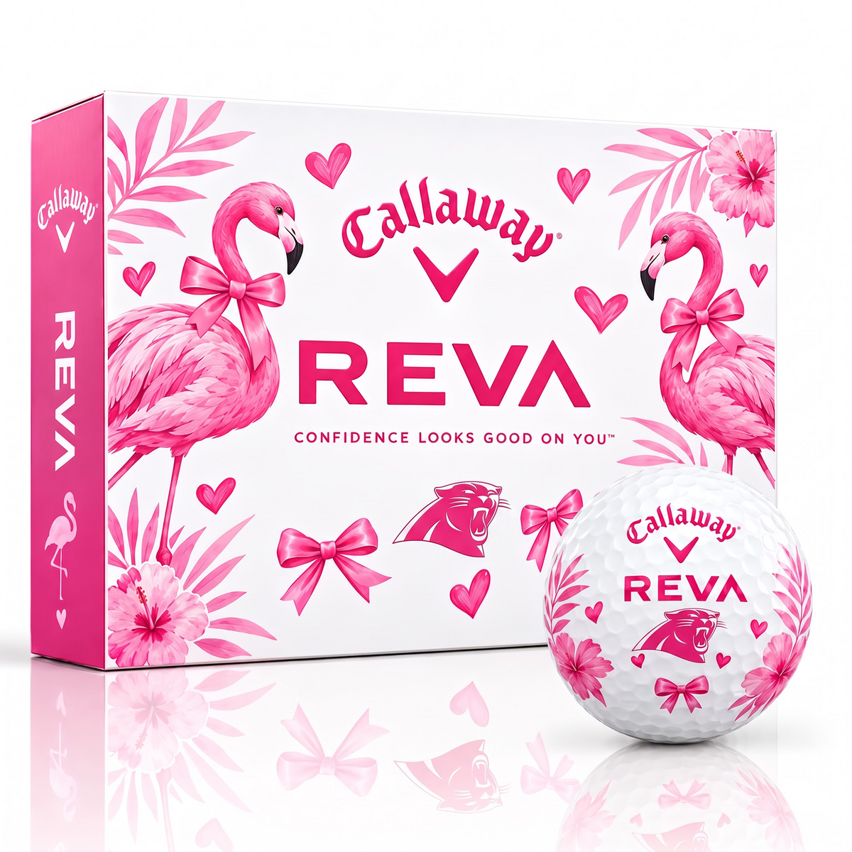 CAR X Callaway REVA NFL Tropical Pink Bow Golf Ball Set for Her