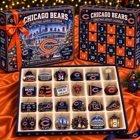 CB x NFL Team Christmas Advent Calendar Box - 24 Days Countdown Tree Ornaments Gift Set 2809 NAK TTT