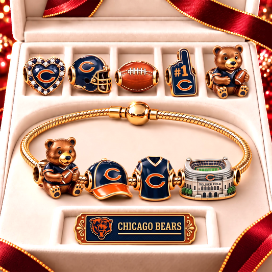 CB x Premium NFL Fan Charm Bracelet - Pandora Style Sports Charm Set