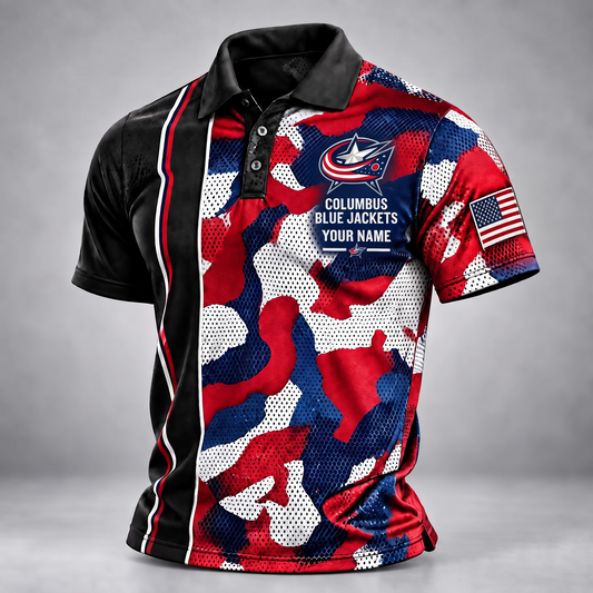 CBJ x NHL x USVeteran Premium Personalized Polo Shirt