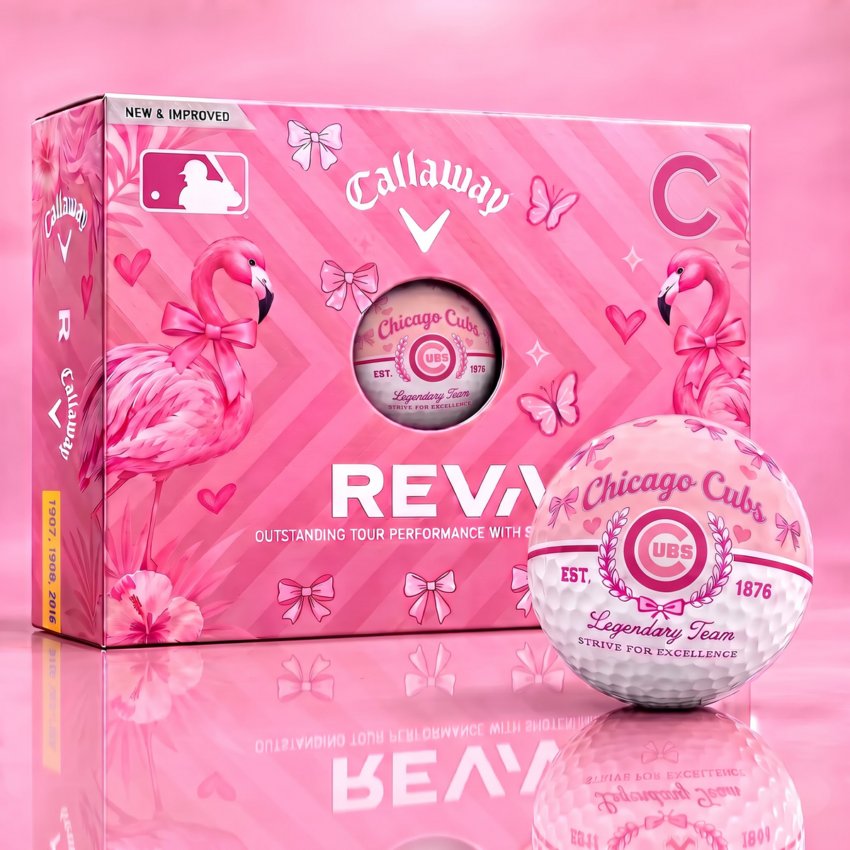 CC x Custom MLB Pink Coquette Ladies Golf Balls