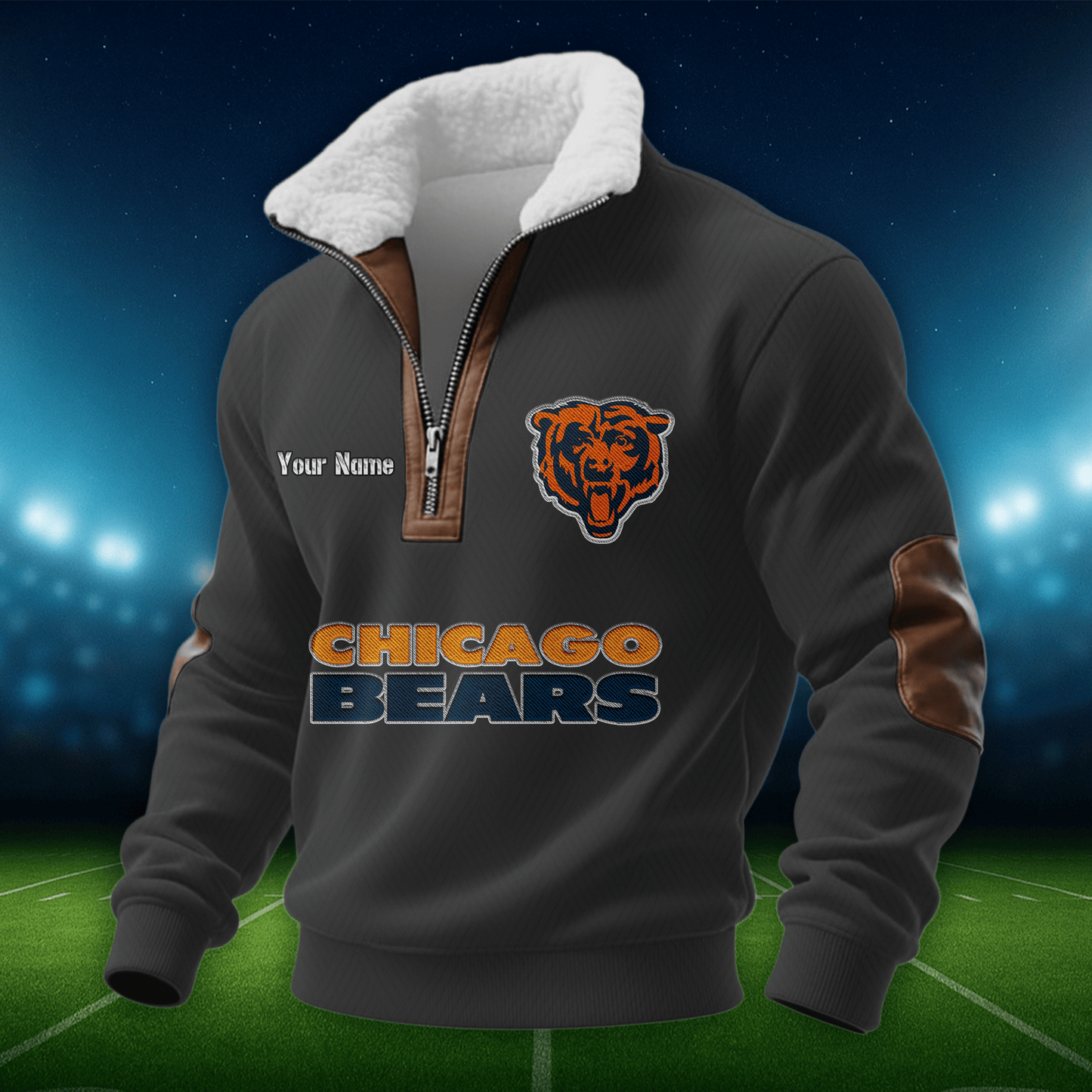 CHI NFL Men Fur Collar Sweatshirt DDT CTND