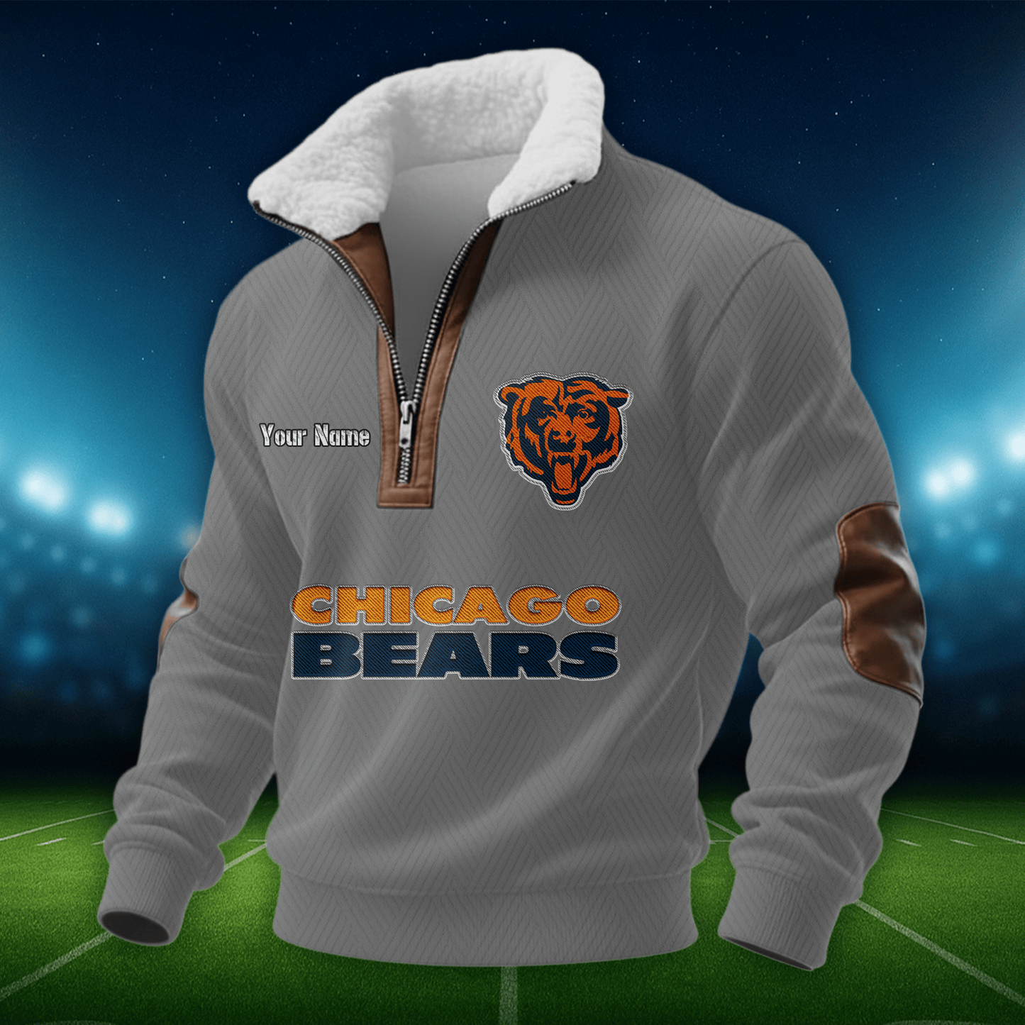 CHI NFL Men Fur Collar Sweatshirt DDT CTND