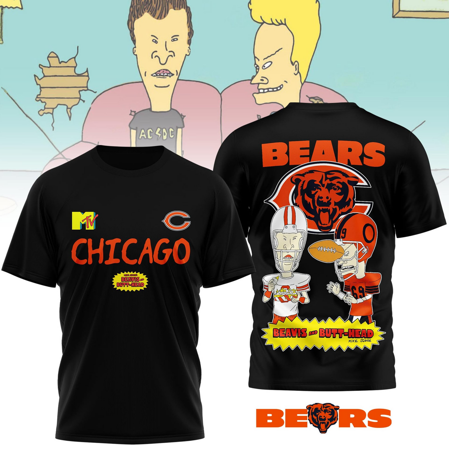 CHI Premium NFL Funny Beavis and Butt-Head Shirt DDT NTL